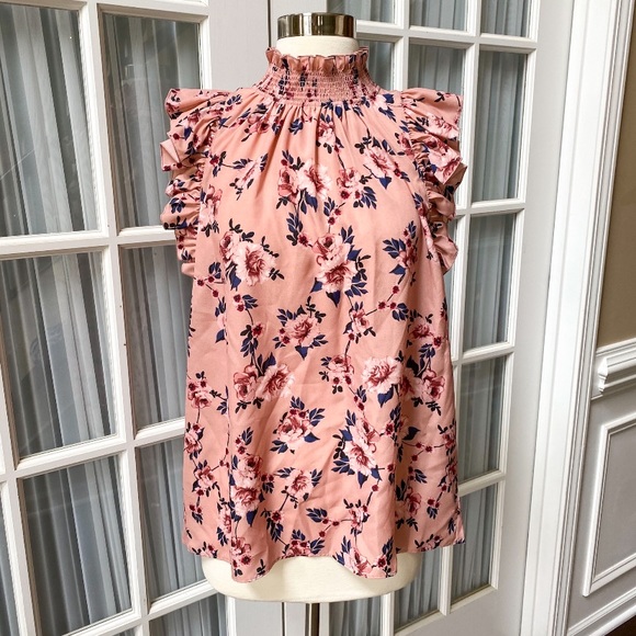 kate spade Tops - Kate Spade Pink Floral Ruffle Blouse